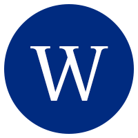 A blue circle with the letter w in it.